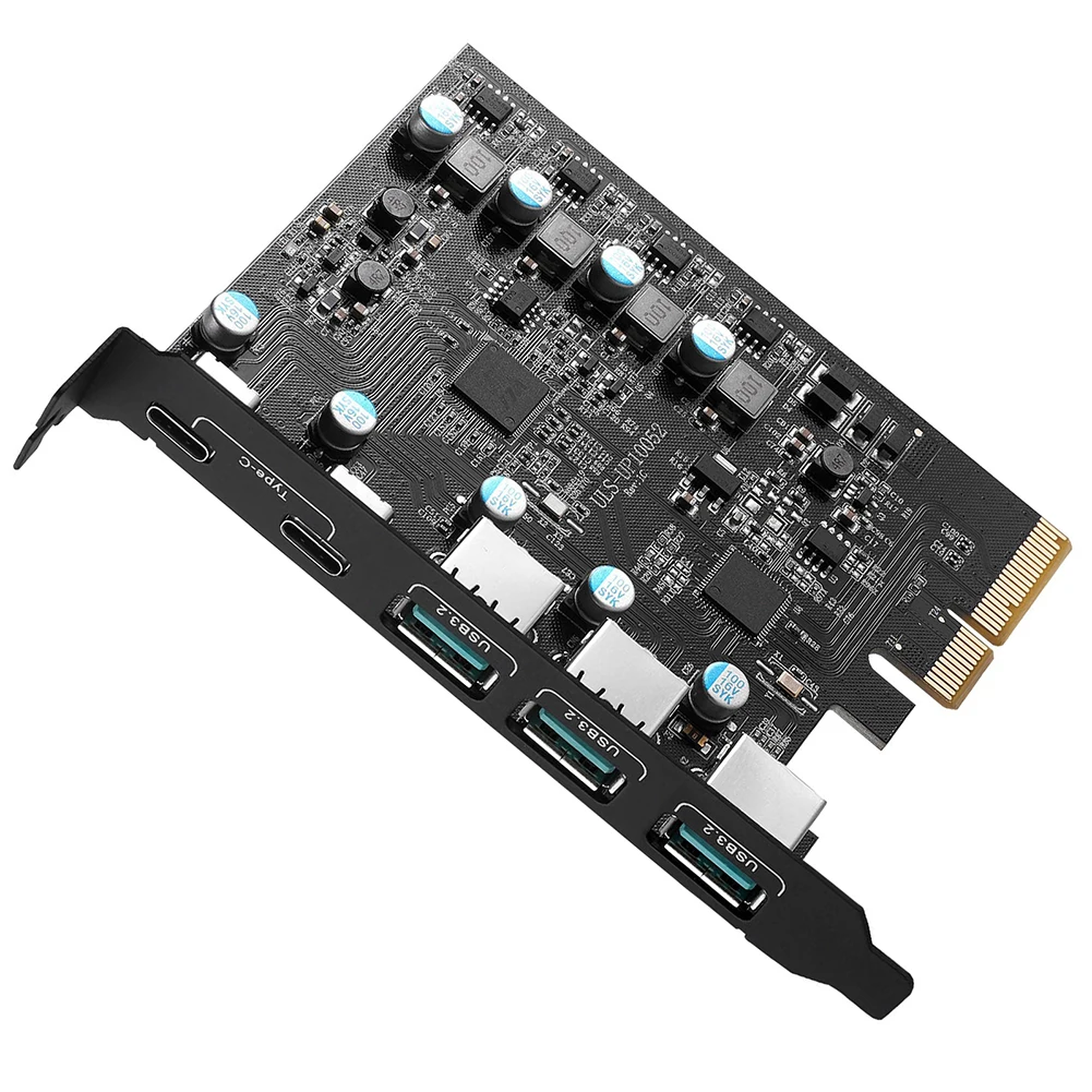 PCIe X4 To USB 3.2 Card 20Gbps PCIE Card USB Gen2 3x USB3.2 and 2x TPYC-C Support Windows 7/8/10 (32/64 Bit) Mac OS 10.8.2 15W