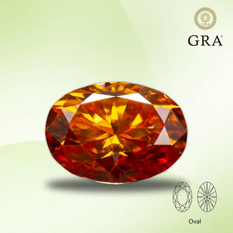 

Moissanite Diamond Orange Color Oval Cut Lab Grown Gemstone for DIY Ring Necklace Earrings Main Materials with GRA Certificate