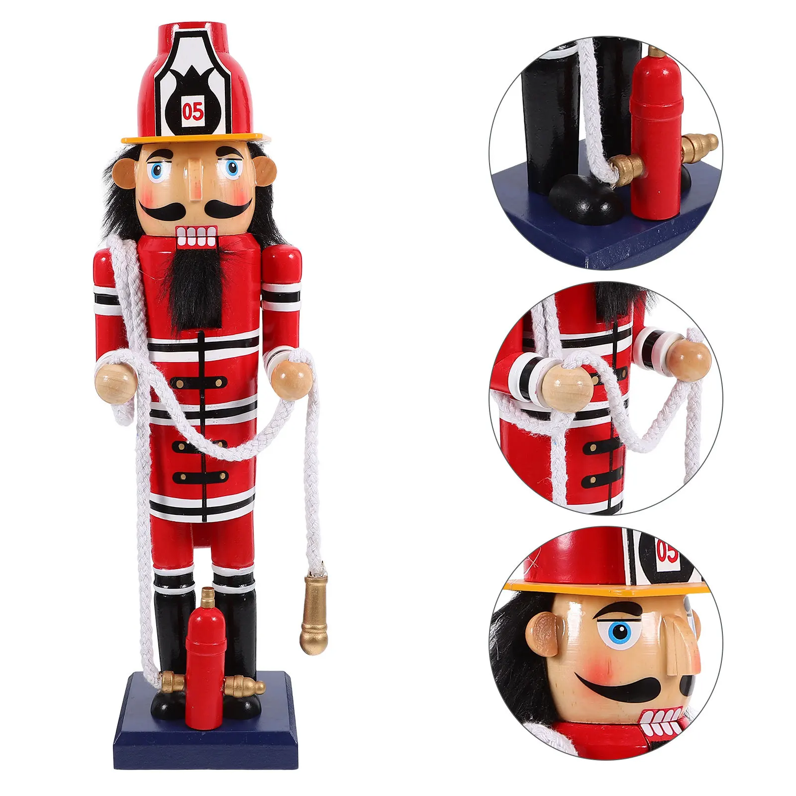 

Firefighter Wooden Nutcracker Statue Bright Color Xmas Desktop Nutcracker Christmas Decoration Display Lovely Wood Nutcrackers