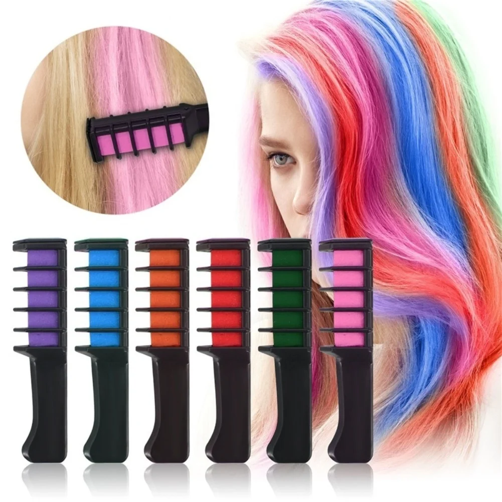6PCS Children Multi Color Hair Dye Comb Set Fashion Makeup Toy Kits Disposable Hair Dyeing Comb Toys For Girl Paint Hair