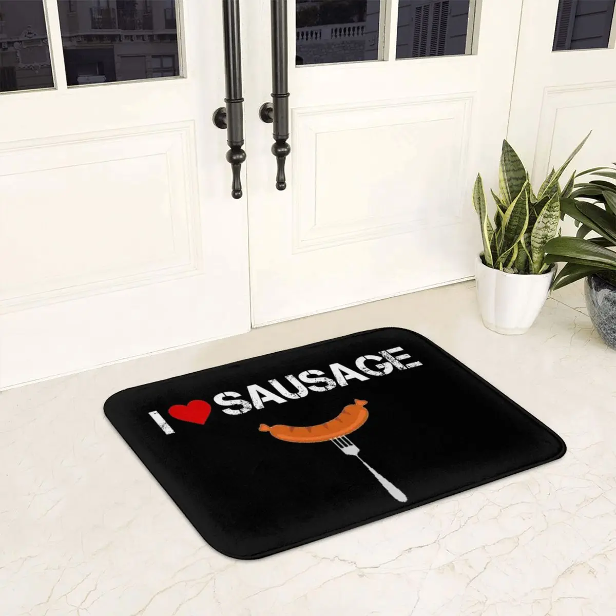 

I Love Sausages Funny Gift Doormat Non-slip Super Absorbent Bathroom Floor Mats Home Entrance Rugs Living Room Carpet Footpad