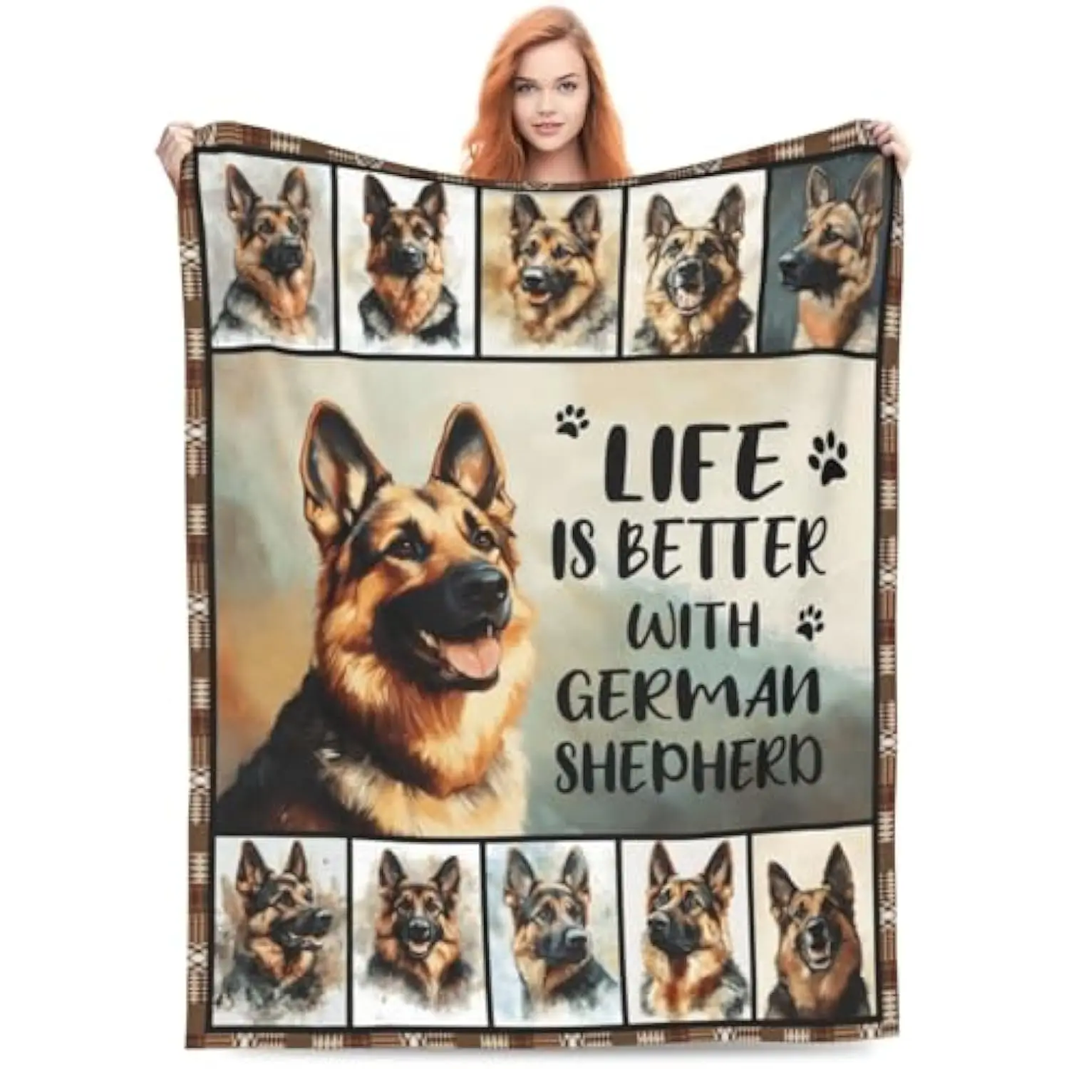 German Shepherd Life Is Better Fleece Throw Blanket Soft Plush Flannel Dog Lover Gift for Sofa Bed Couch Decor