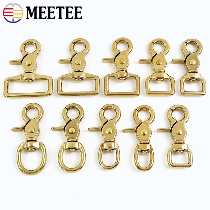 

2Pcs Meetee 10-38mm Solid Brass Metal Buckles Dog Collar Swivel Lobster Clasp Bag Strap Snap Hook Carabiner Trigger Clips Sewing