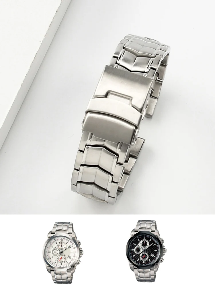 Solid Steel Strap for Casio 524 Edifice Series 5051 Notch Watch Bracelet EF-524D-7AV