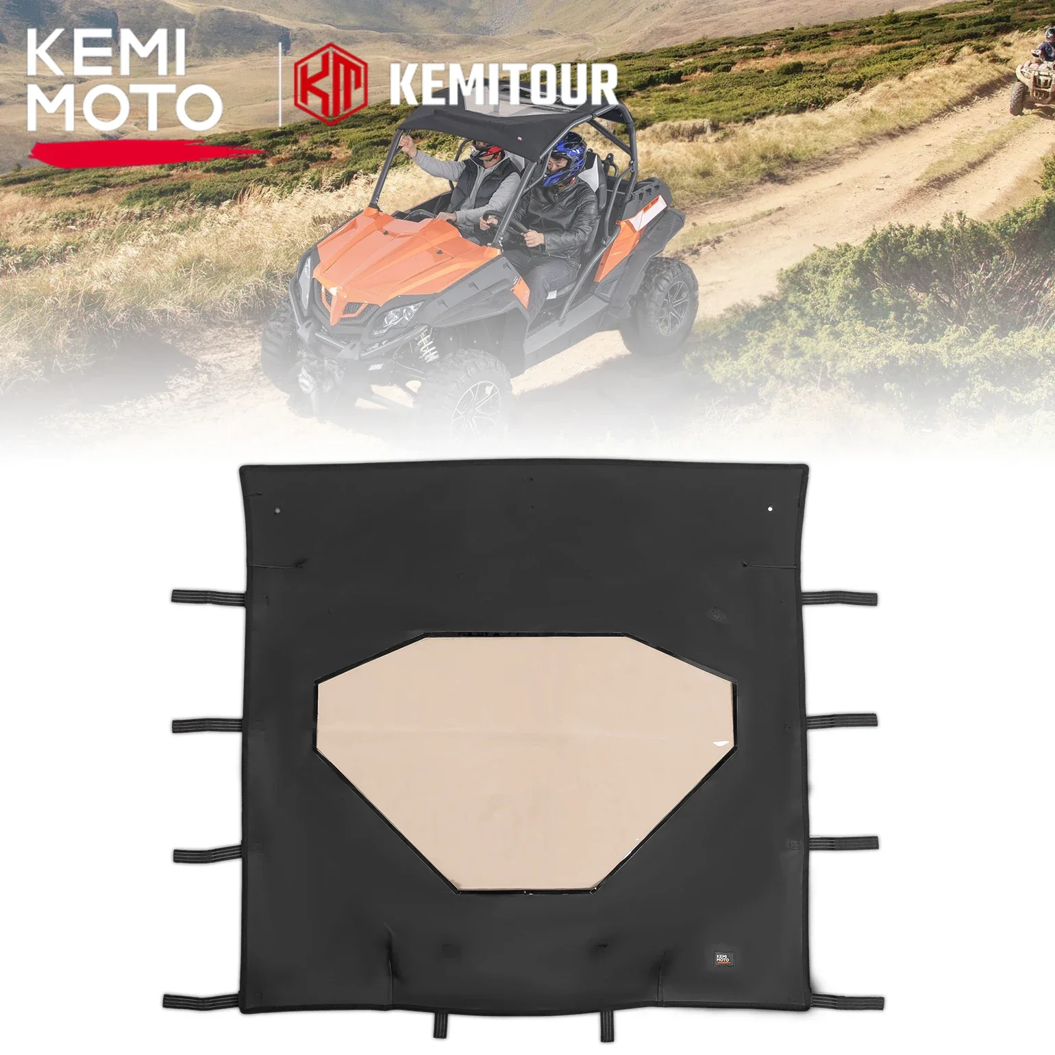 Compatible with CF-MOTO ZFORCE 1000, 800 Trail/EX, 500 UTV UV-Protect Canvas Sunshade Soft Top 7000-2604B0 with Transparent Film