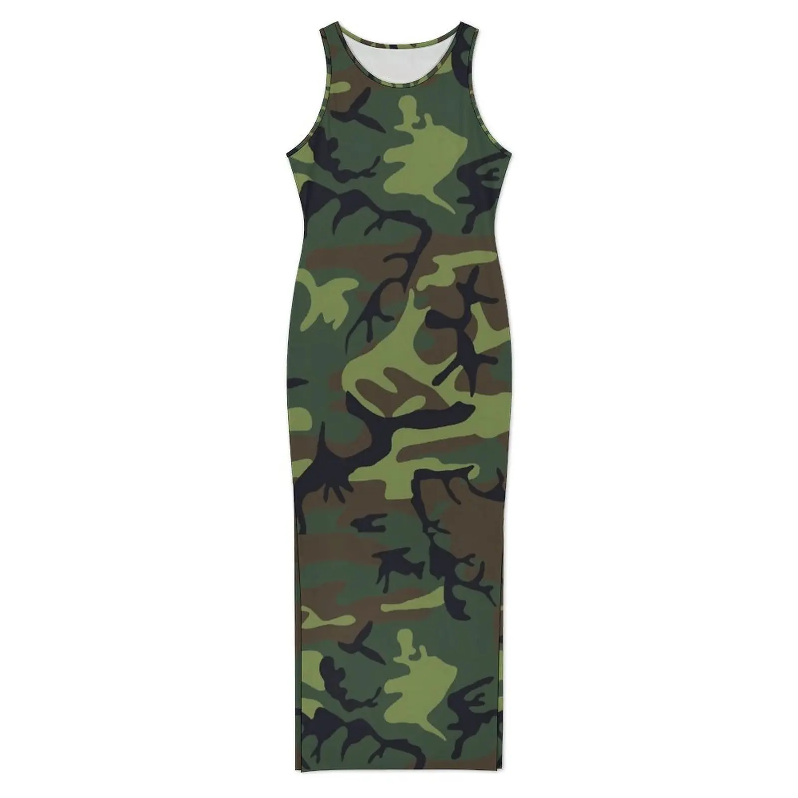 Mulheres camo a linha vestido streetwear bodycon vestido de verão sem mangas night club maxi vestidos gráfico tamanho grande