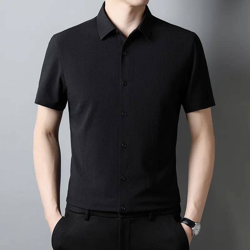 

New Men's Shirt Non-Ironing Spring and Autumn High-End Business Jinammonia Shirt Men's Big Brand Same Style Wholesale