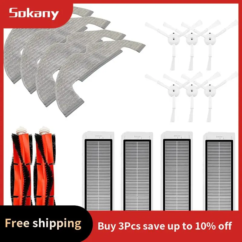 

A68M-For Dreame D10S Plus Robot Vacuum Cleaner Main Side Brushes Hepa Filters Mop Cloth Replacement Parts