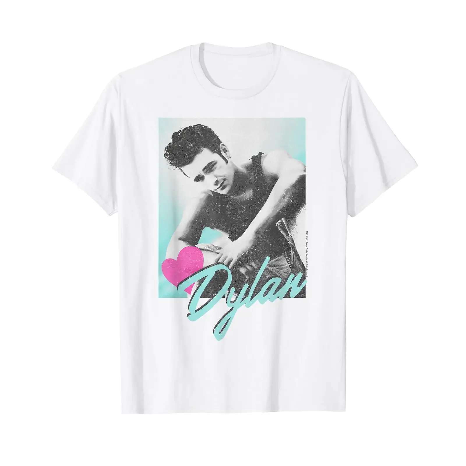 Beverly Hills 90210 Dylan McKay Heart Portrait T Shirt White vintage Washed designer clothes fashion Soft Casual Breathable