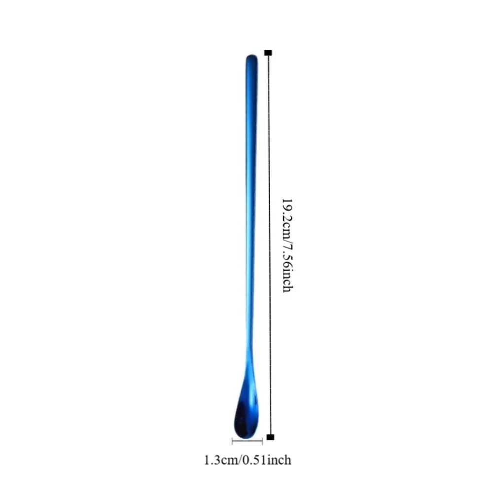 4PCS Tableware Stainless Steel Coffee Stirring Spoon Mini Long Handle Drink Stirrers Portable Thickened Ice Tea Spoon Ice Cream