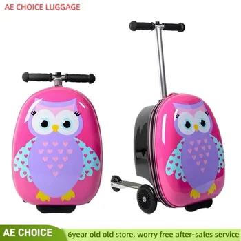 새로운 귀여운 어린이 작은 스쿠터 가방 게으른 트롤리 가방 어린이 캐빈 여행에 운반 바퀴에 롤링 수하물 어린이 선물 상자