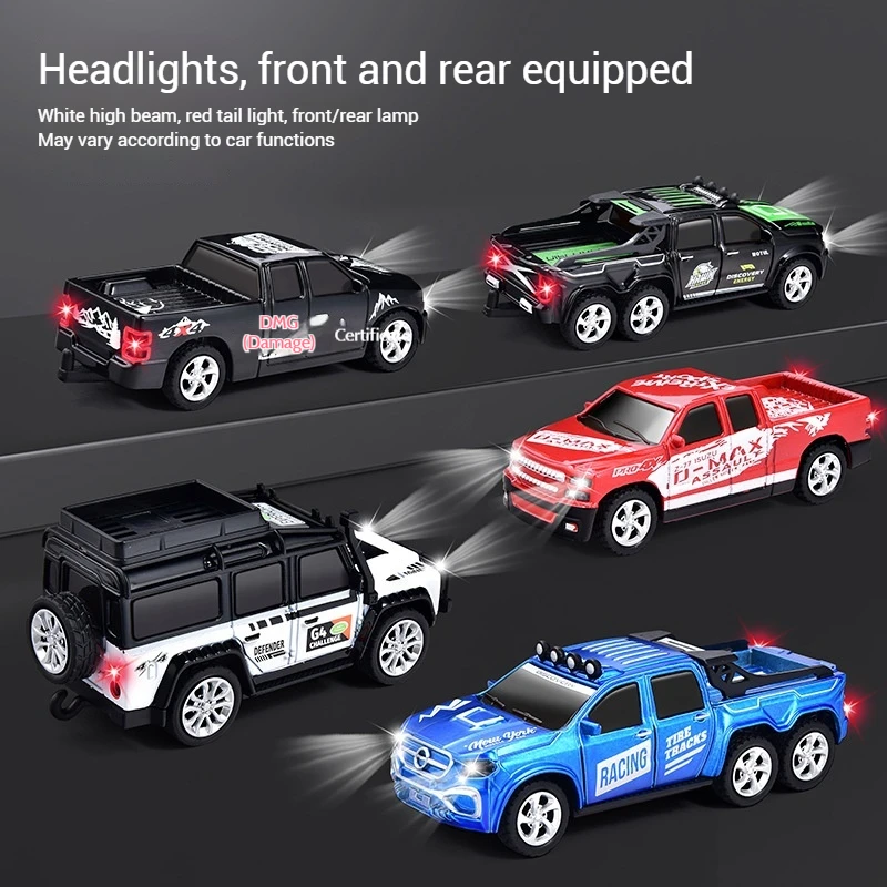 1:64 Mini High Alloy RC Car 2.4G Rechargeable Remote Control Off-Road Vehicle with Trailer Adjustable Speed Simulation Model Toy