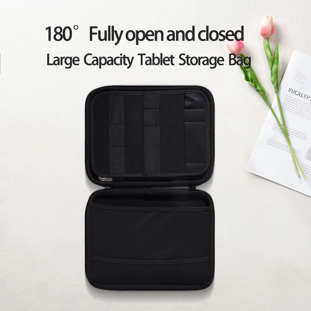For 10-11 inch 180° Full-Opening Tablet Sleeve Case Waterproof Shockproof Tablet Sleeve Bag - Grey