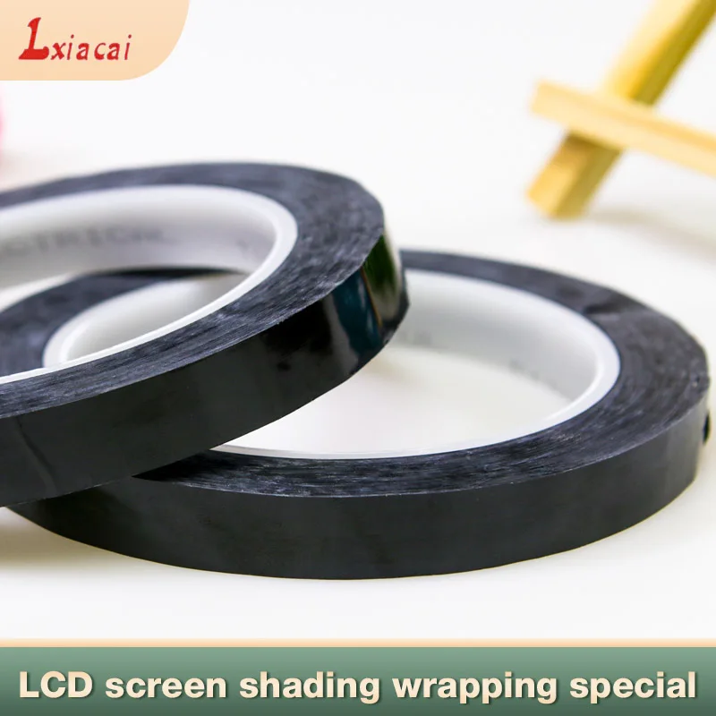 Black Glossy Shading Tape, PET LED Light Blocking Insulation Voltage High Polyimide Adhesive Tape 50m