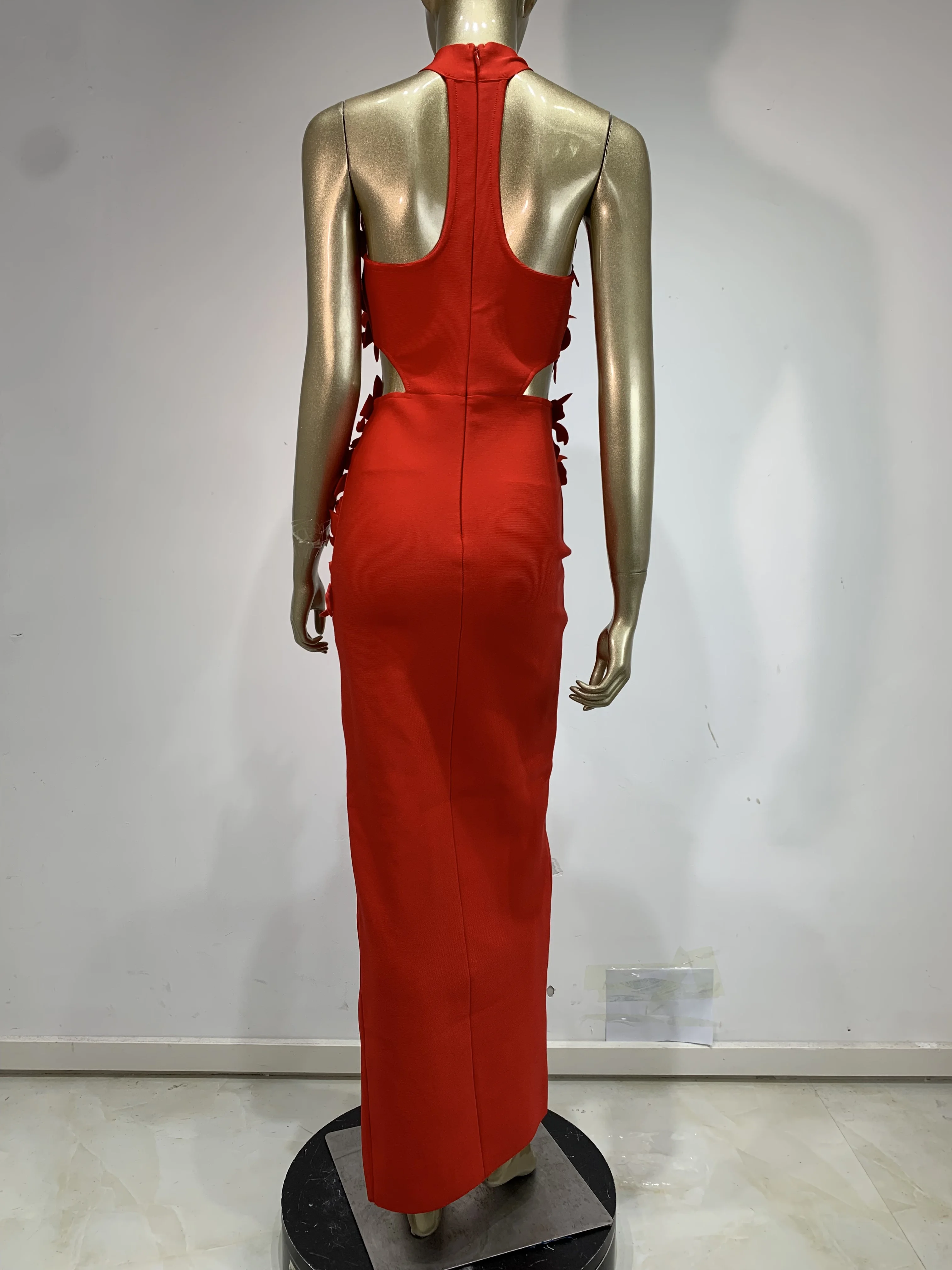 Mulheres sexy buraco chave flor tanque vermelho celebridade maxi longo bodycon bandage vestido 2025 elegante noite clube vestido de festa