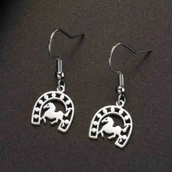 My Shape Horseshoe Drop Earrings for Women Girls Stainless Steel Animal Horse Dangle Earring Jewelry Horse Lover Kids Lucky Gift