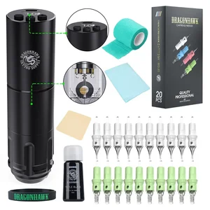 Dragonhawk A1 Complete Máquina de tatuaje inalámbrico Conjunto de lápiz giratorio potente Kit completo de tatuaje para principiantes para artistas de tatuajes 6 mejores ventas Dragonhawk Tattoo Pen - №2