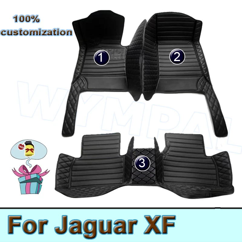 Car Floor Mats For Jaguar XF X260 2016~2022 Carpet Rugs Durable Leather Mat Anti Dirty Pads Auto Interior Parts Car Accessories