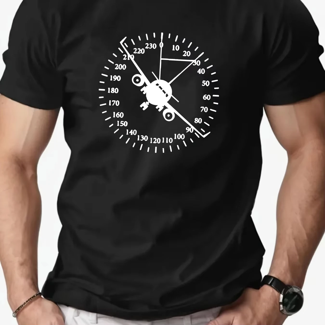 

Men's Summer Casual Short Sleeve T-shirt with Airplane Design Is Comfortable and Breathable for Daily Use Men Clothing