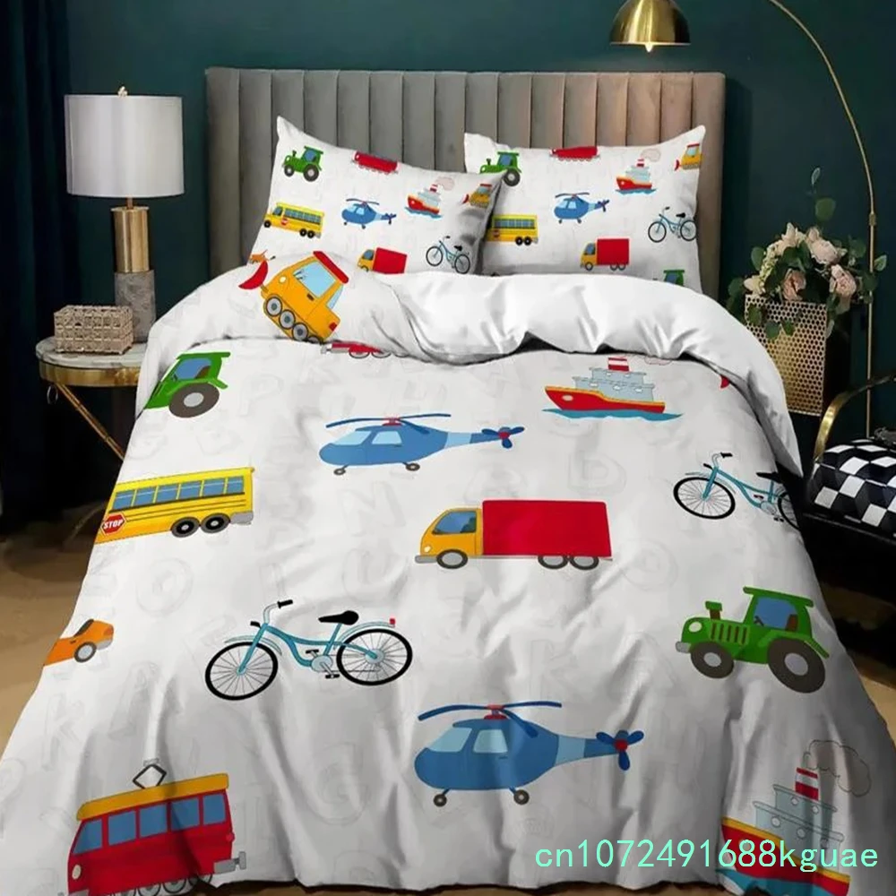 150x200 Kids Bedding Set Cars, Planes, Trucks BedLinens Bed Cover Sets Cartoon Twin Full Home Housse De Couette Bed Sets For Boy