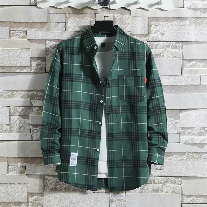 Men's Casual Long Sve irt Workwear Spring Autumn Plaid Work Clothes Wear Resistant Loose Fit irt for Youth