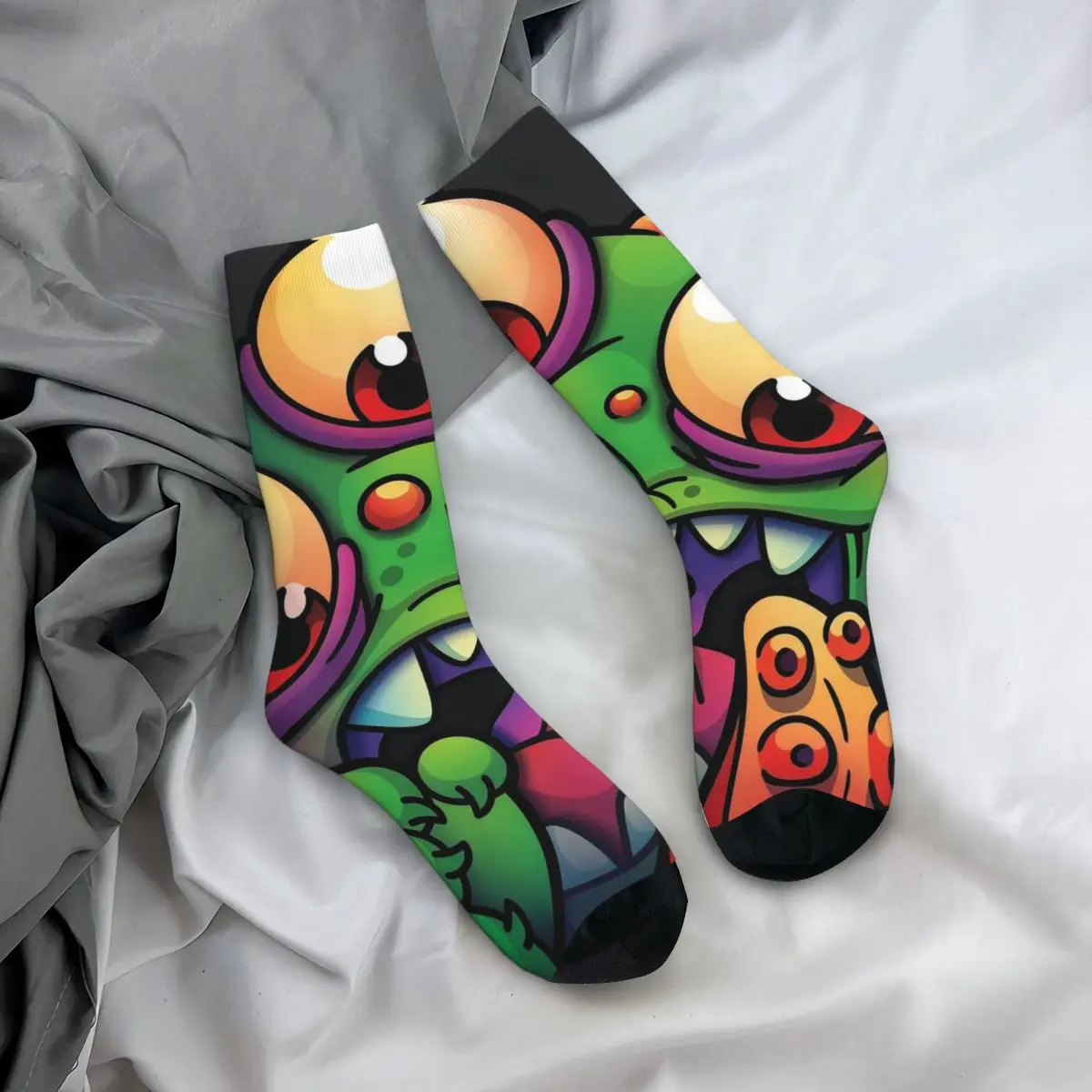 

Носки на все сезоны с рисунком зеленого осьминога-монстра, повседневные длинные носки для мужчин и женщин, подарки на День святого Валентина