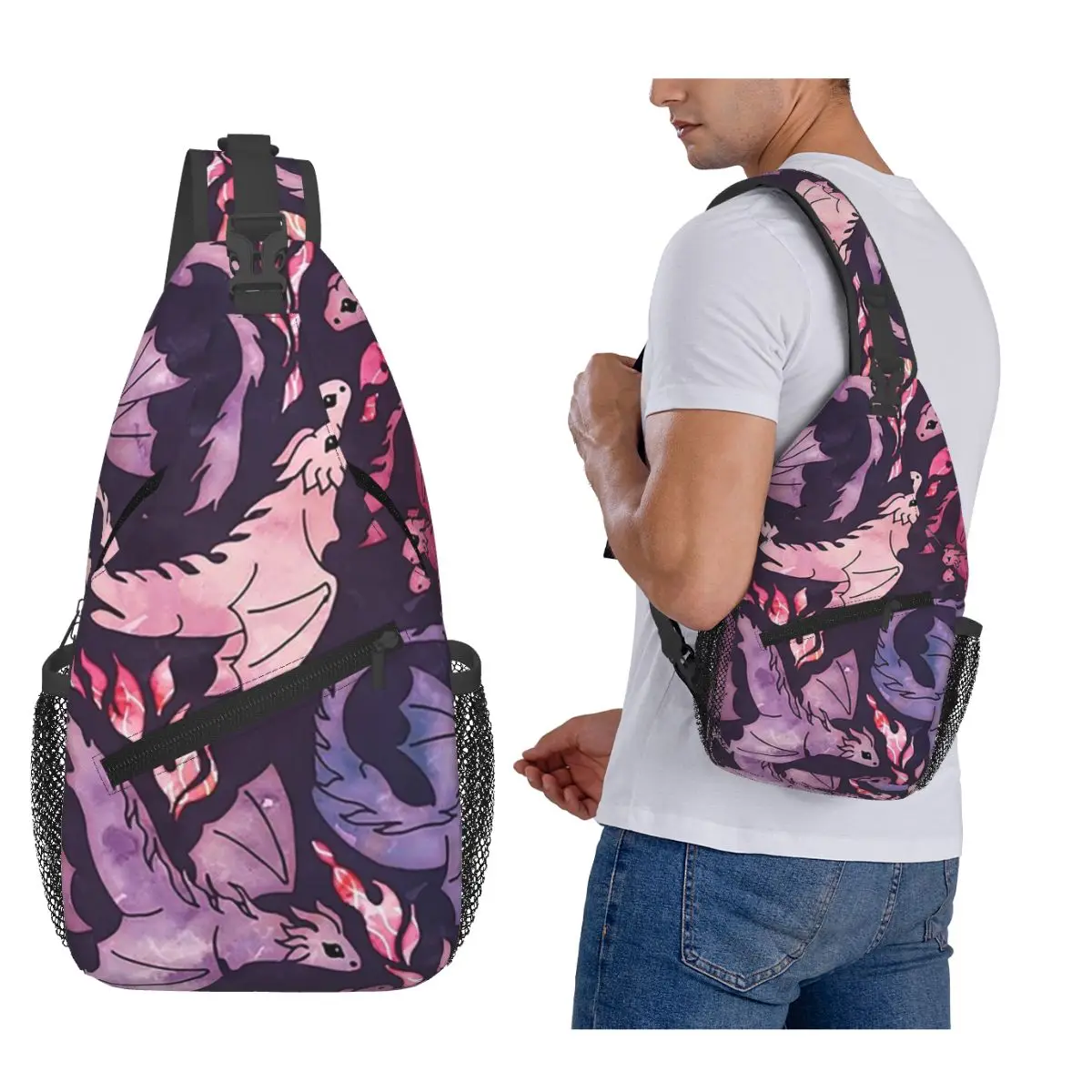 

Dragon Fire темно-розовая фиолетовая нагрудная сумка мужской рюкзак через плечо на слинге нагрудная сумка дорожный походный рюкзак сумка на плечо