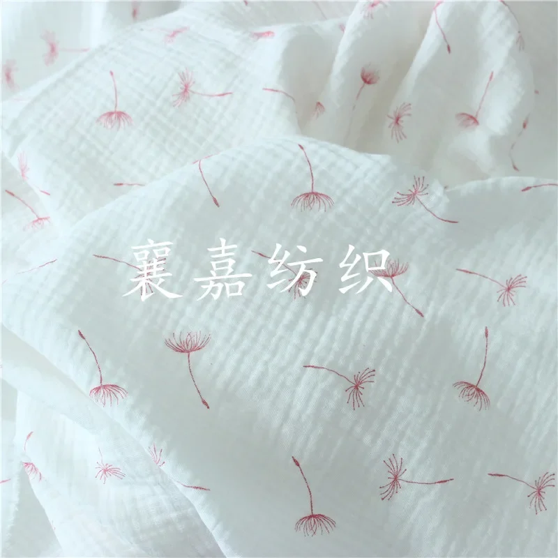 135cm X50cm High Quality Soft Thin Double Crepe Hedgehog Texture Pink Dandelion Cotton Fabric, Making Shirt Underwear Cloth