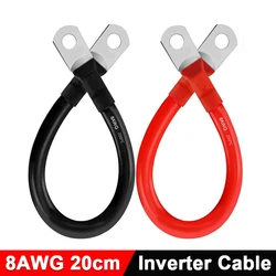 2 pcs 8 AWG Soft Silicone Car Battery Connection Line Cable Tinned Copper Wire With M6/M8/M10 ConnectingFor Inverter Car Solar