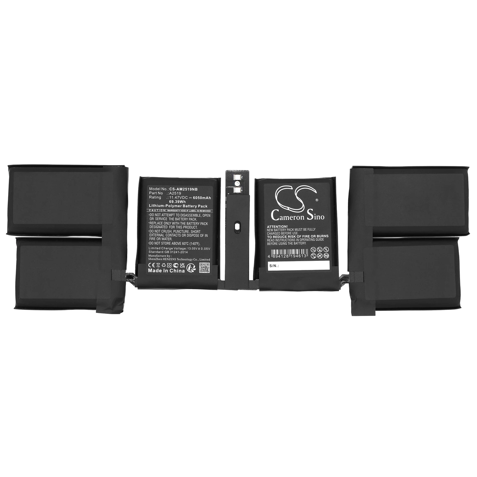 Replacement 11.47V 6050mAh Notebook Laptop Battery A2519 for Apple MacBook Pro 14 2021, A2442 EMC3650 MKGR3LL/A MKGP3LL/A