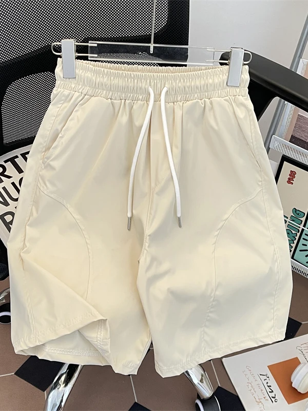 

Men's Outdoor Hiking Workwear orts Qui Dry Sports Beach Five-Quarter Length Casual Mid-Waist Straight Leg Pure Color