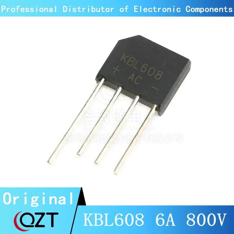 

10pcs/lot KBL608 KBL 608 Bridge Pile 6A 800V Flat Bridge Rectifier chip New spot