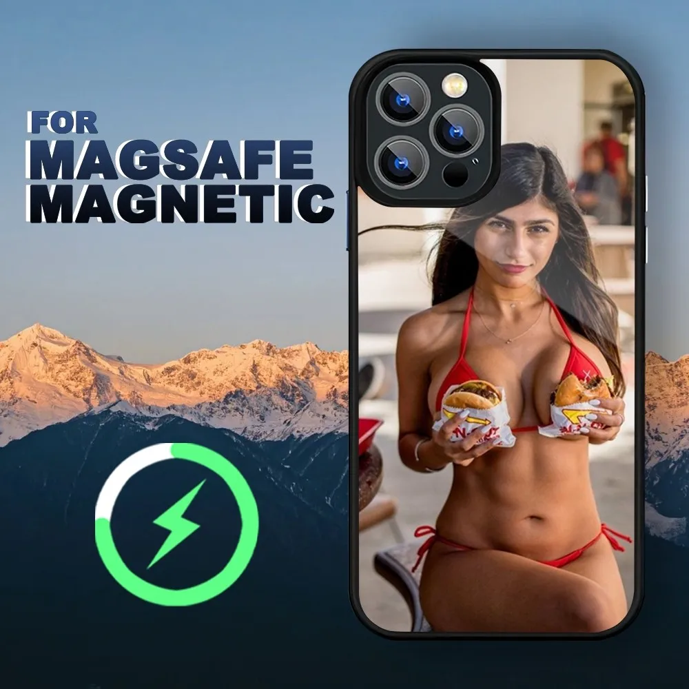 Mia khalifa Phone Case iPhone 15 14 11 12 13 Pro Max Plus Magnetic Wireless Charge Cases Cover