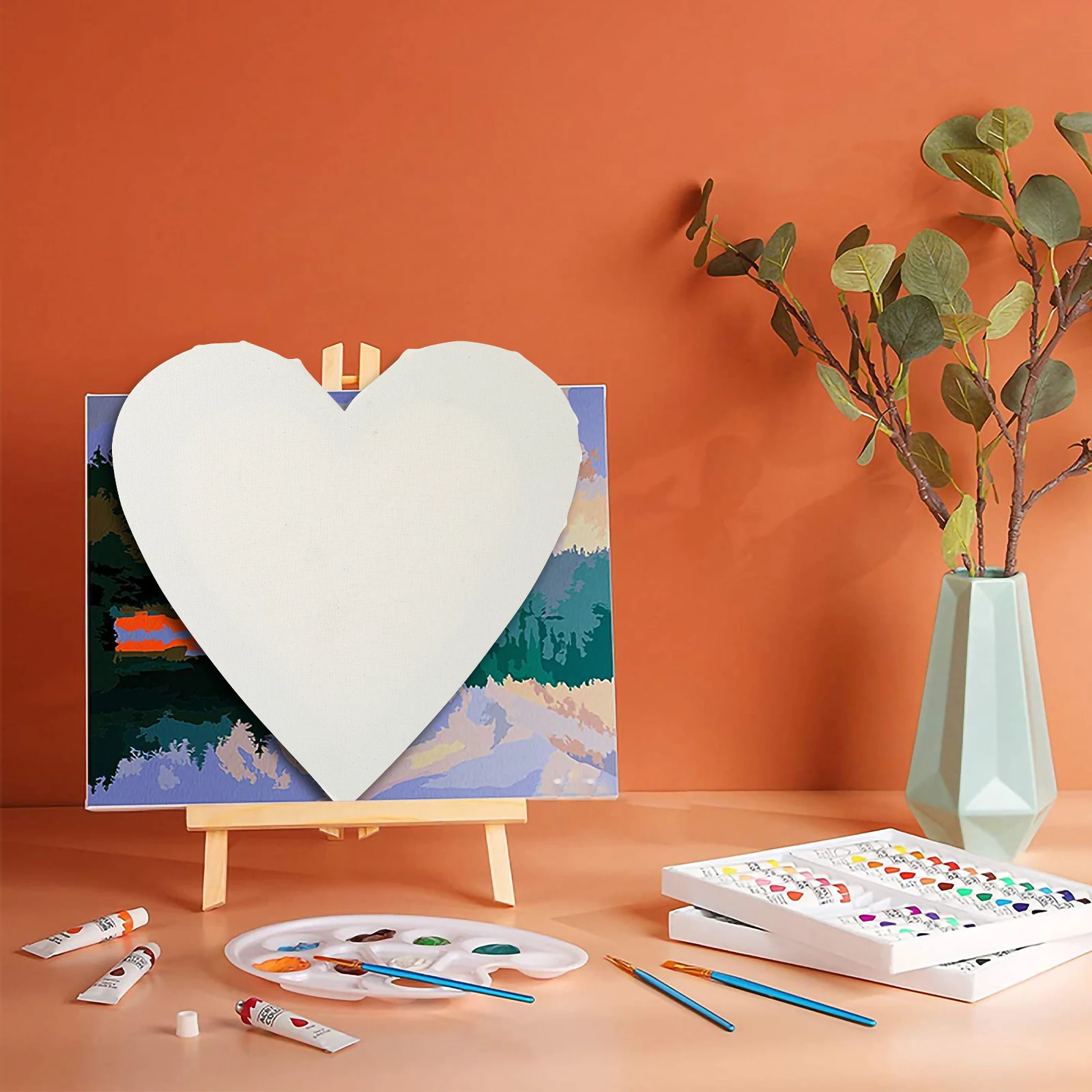 

Heart-shaped Picture Frame Household Painting Frames Drawing Board White Wooden Convenient