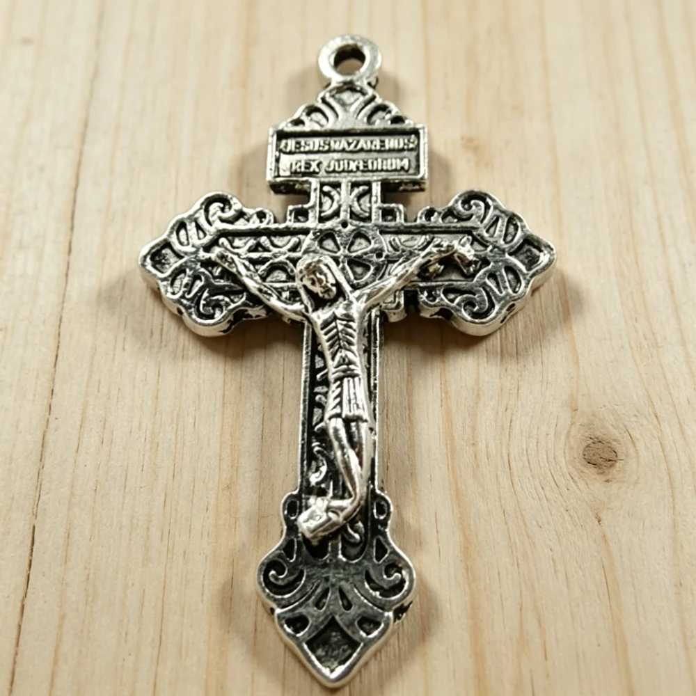 40 Stück antike silberne Farbe Jesus Kreuz Charms Anhänger 56 x 34 mm für Halsketten Ohrringe Schmuckherstellung # 564 – Detail 3