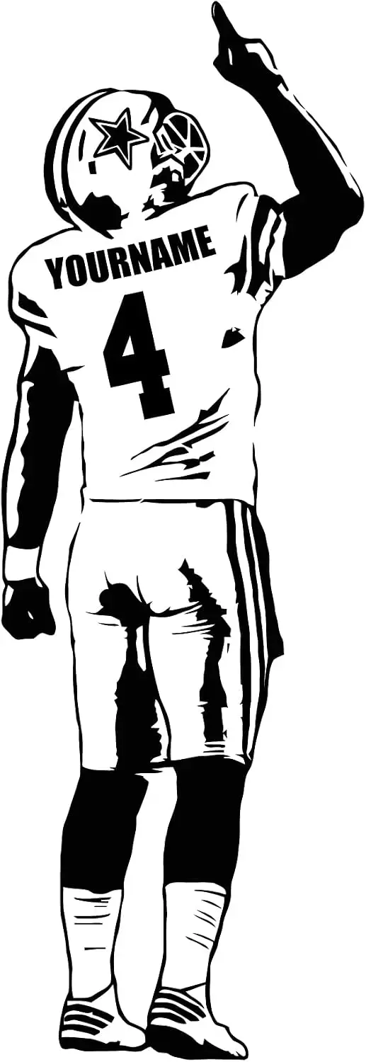 Personalized Custom Football Wall Decal - Choose Your Name - Numbers Custom Player Jerseys Vinyl Decal - Sticker Decor Kids Bedr