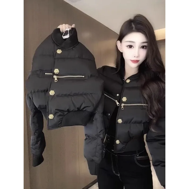 Women's Fall Spring Top Coat Jacket Cotton Clothes Long Sleeve Single Breasted Standing Lapel Warm Casual Simple Versatile Niche