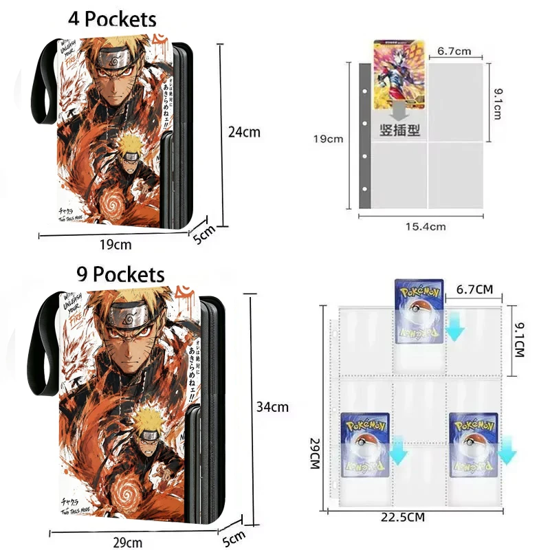 400pcs/900pcs Dragon Ball Binder Card Album Book Folder 4/9 Card Slots Collections Zipper Double Pocket Zipper Card Holder