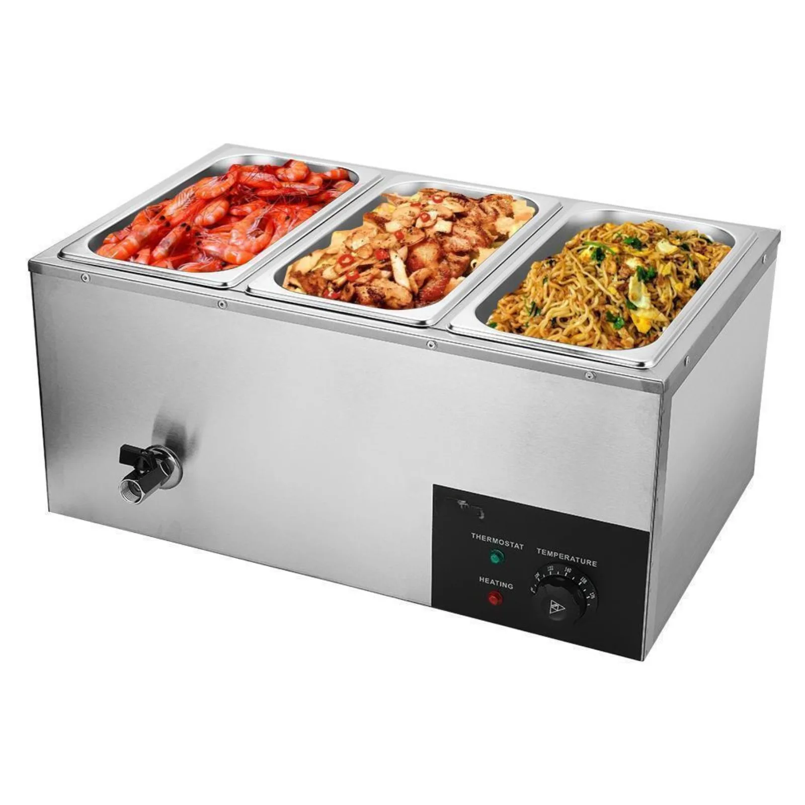 Commercial Kitchen Food Warmer 3 Pans Buffet Heat Tabletop Stainless Steel United States