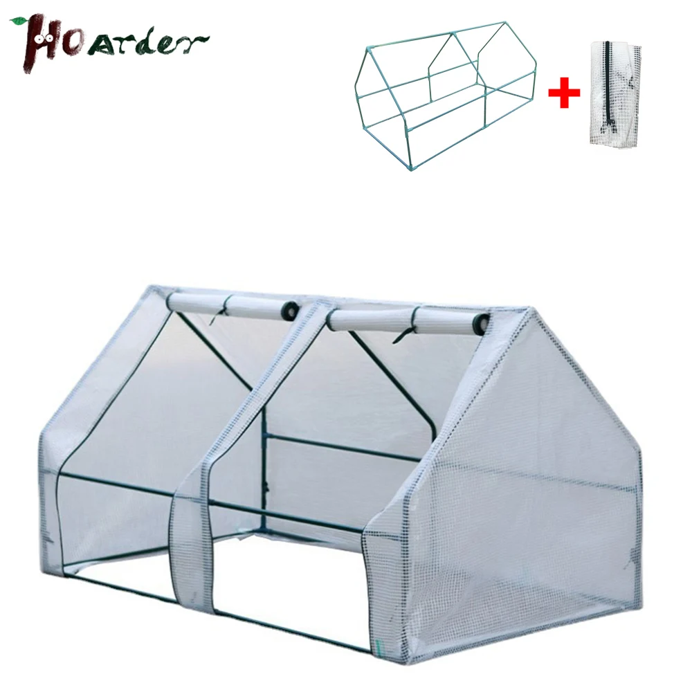 Mini Cloche Greenhouse with Zipper Doors  Portable Seedling Greenhouse with Zippered Doors Steel Wire Frame with PVC  CoverOut