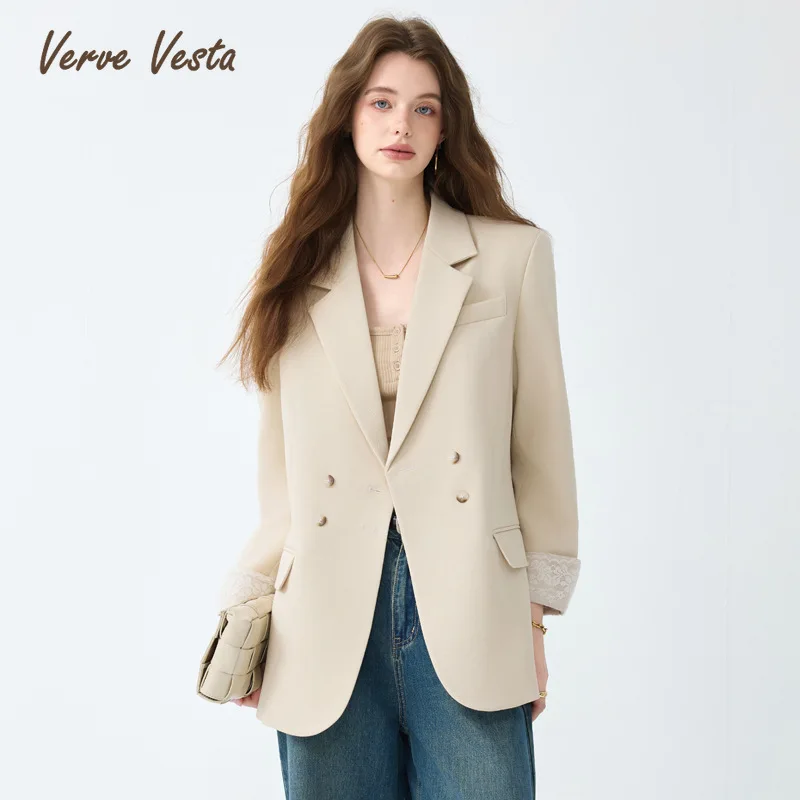 

Verve Vesta 2025 Spring Fall Women’s Blazer Lace Patchwork Loose Fit Suit Jacket | Structured Tailoring, Sizes S–XXL