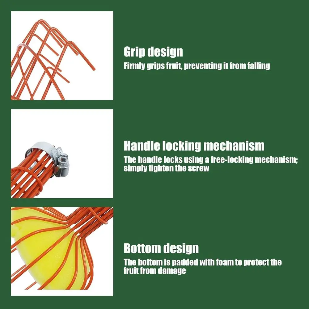 높은 과일을 수확할 수 있는 바구니가 달린 텔레스코핑 수확봉: 아보카도, 도토리, 레몬, 배, 망고