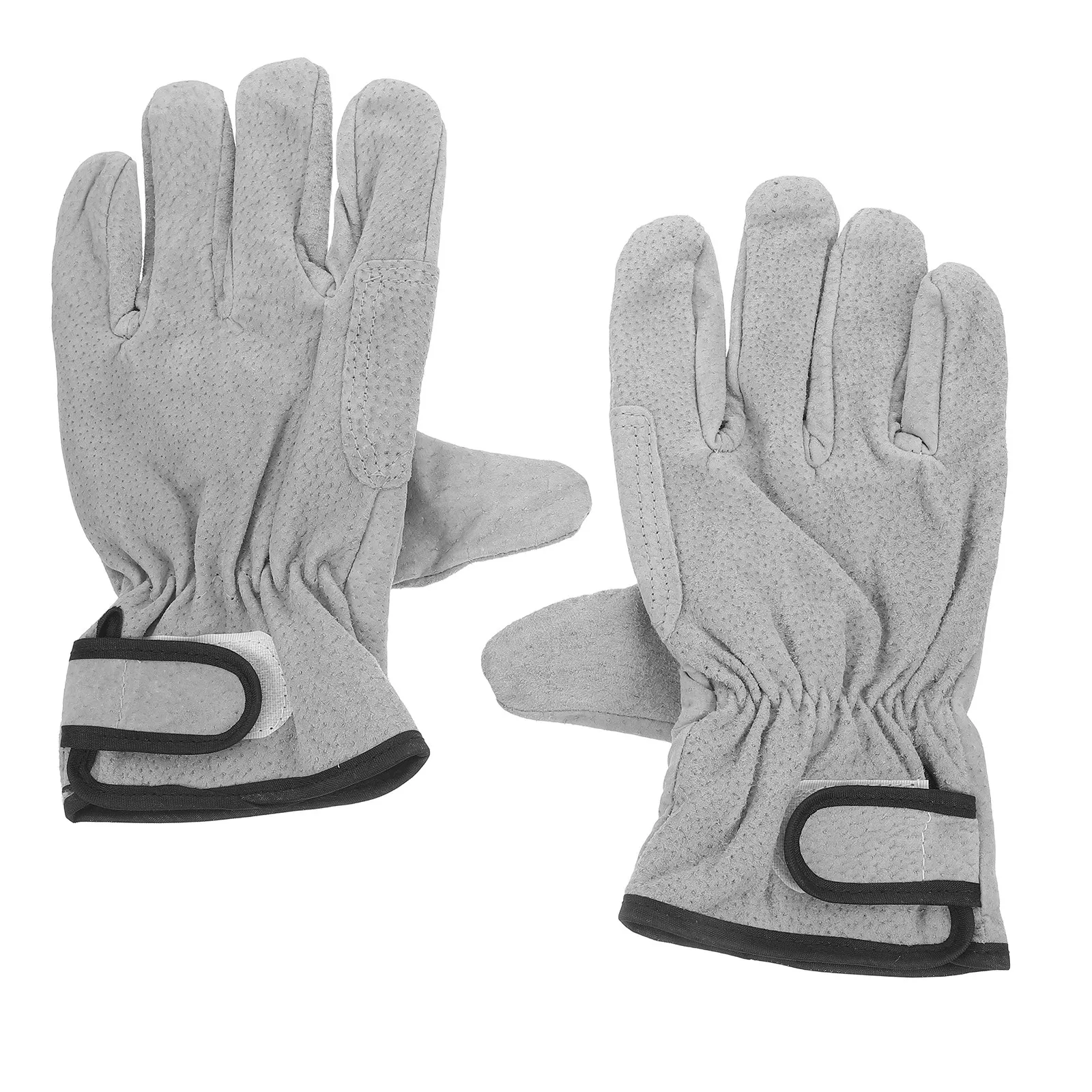1Pair Short Welding Gloves Comfortable Fit Sturdy Wear Resistant Protective Gloves for Welding Forging Bbq Handling Construction