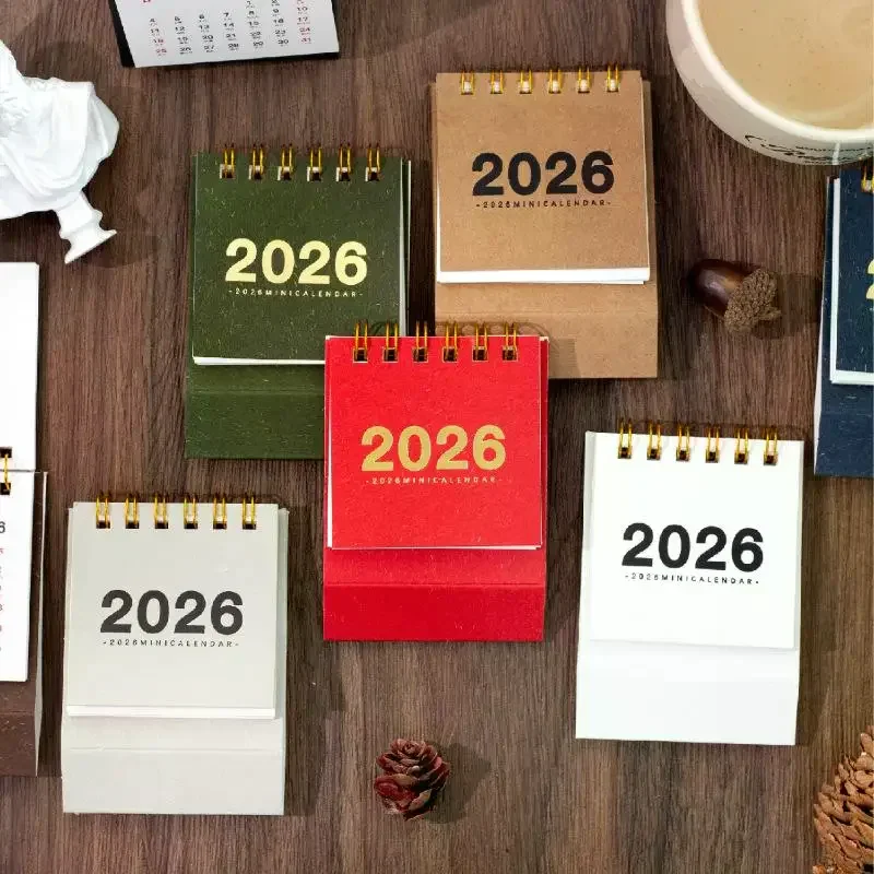 2026 تقويم بسيط صغير أجندة مكتبية /رزنامة مكتبية صغيرة الإبداعية لفائف التقويم مخطط سطح المكتب الديكور مكتب القرطاسية