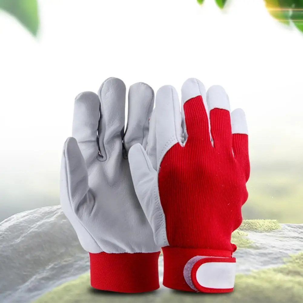 1pair Mechanic Work Glove Leather Welding Coat Heavy Industrial Glove Red White Heavy Sports Protective Gloves Sport Glove