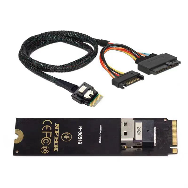 New NGFF M-Key NVME To SFF-8654 Slimline SAS Card Adapter And U.2 U2 SFF-8639 NVME Pcie SSD Cable 50Cm For Mainboard SSD