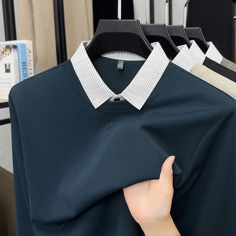

2025 New Winter Pullover Shirt Collar, Business Casual Vacation Two-piece Warm and Plush Thick Knit Sweater