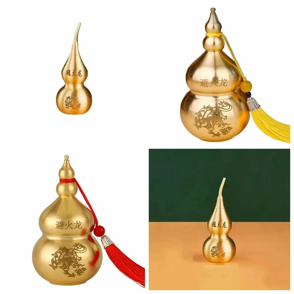 Ornaments Handicraft Fire-avoiding Dragon Gourd Chinese Style Top Open Cover Copper Gourd Smooth Brass Bookshelf