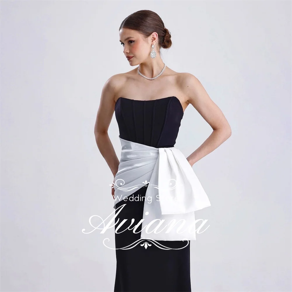 Aviana Customized Strapless Bridal Gown Bow Embellishment Mermaid Silhouette Floor Length Elegant Formal Evening Dress Party