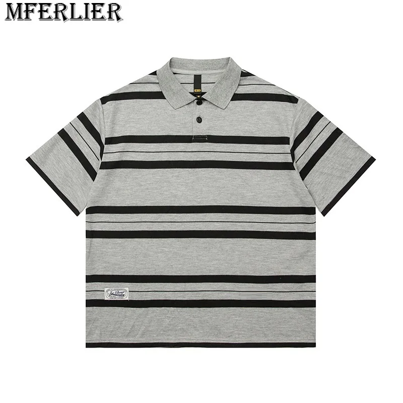 Zomer Heren Poloshirts Plus Maat 8xl Gestreepte Casual Streetwear Mferlier Plolo Shirts Met Korte Mouwen